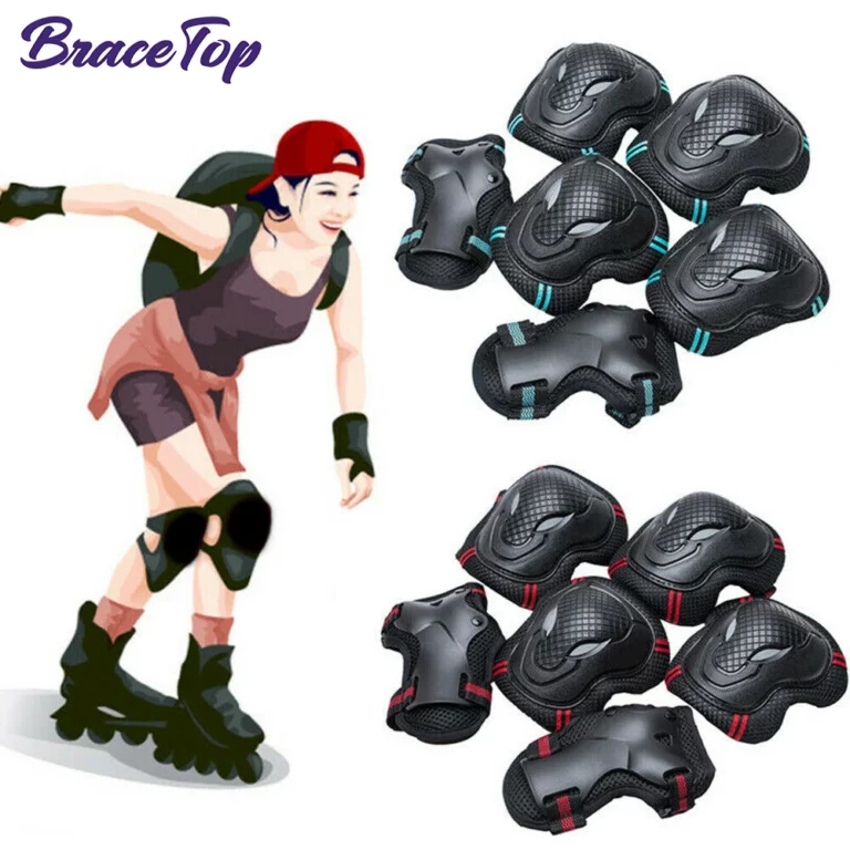 BraceTop 무릎 팔꿈치 손목 보호대 6개 세트 후기 - 스케이트 자전거 부상 방지