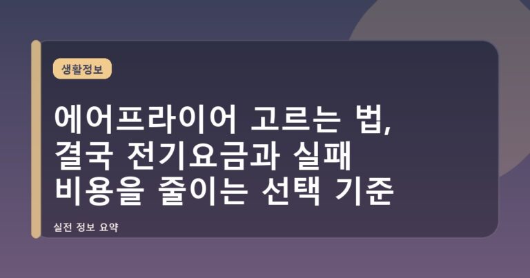 에어프라이어 고르는 법, 결국 전기요금과 실패 비용을 줄이는 선택 기준