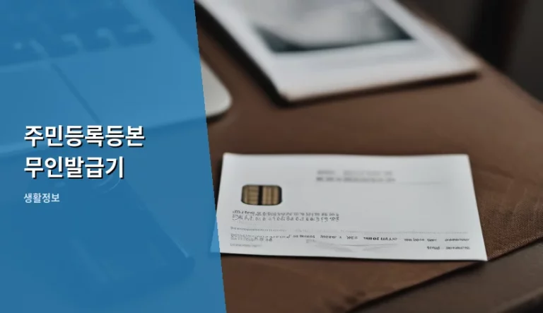 주민등록등본 무인발급기 이용 방법 및 위치 찾기 가이드