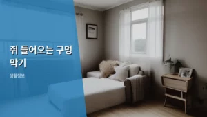쥐 들어오는 구멍 막기, 우리 집을 지키는 생활 습관 가이드