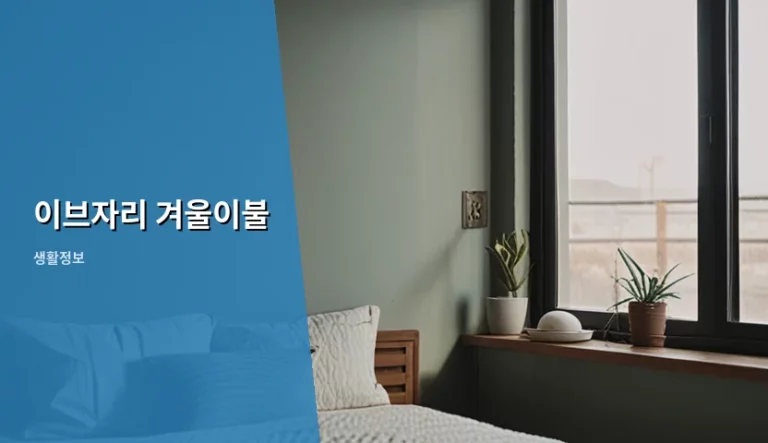 따뜻한 숙면을 위한 이브자리 겨울이불 선택법과 관리 팁
