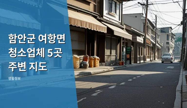 함안군 여항면 청소업체 5곳 주변 지도 어디서 확인하면 좋을까